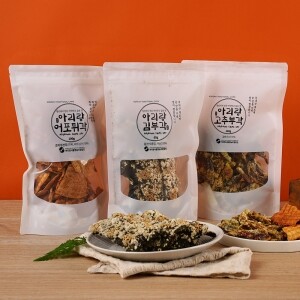 [라이브특가] 전통 수제 찹쌀 부각 3종 세트 (고추부각, 김부각, 어포튀각)